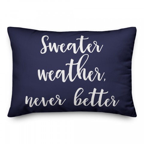 Sweater Weather Never Better in Navy 14x20 Spun Poly Pillow