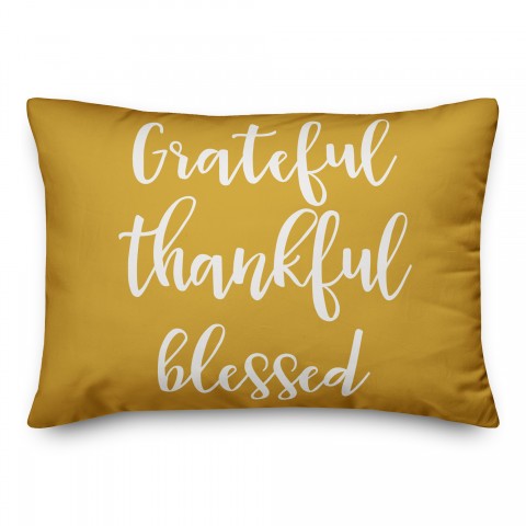 Grateful Thankful Blessed in Mustard 14x20 Spun Poly Pillow