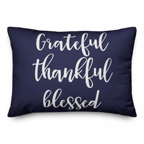 Grateful Thankful Blessed in Navy 14x20 Spun Poly Pillow