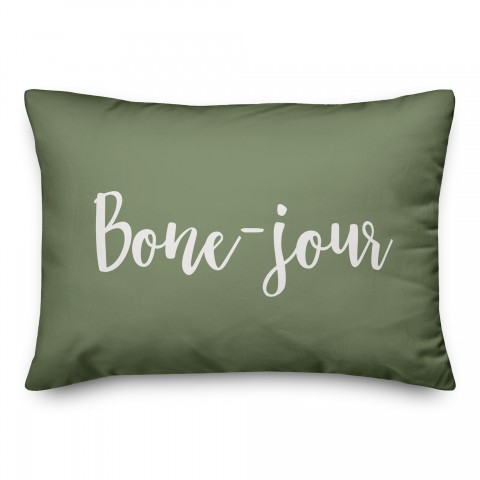 Bone-jour in Green 14x20 Spun Poly Pillow