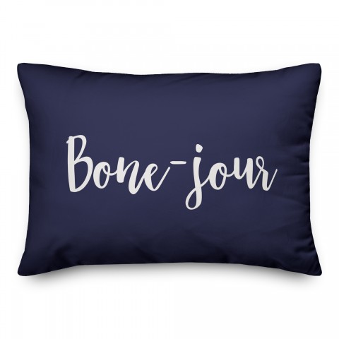 Bone-jour in Navy 14x20 Spun Poly Pillow
