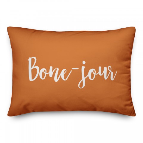 Bone-jour in Orange 14x20 Spun Poly Pillow