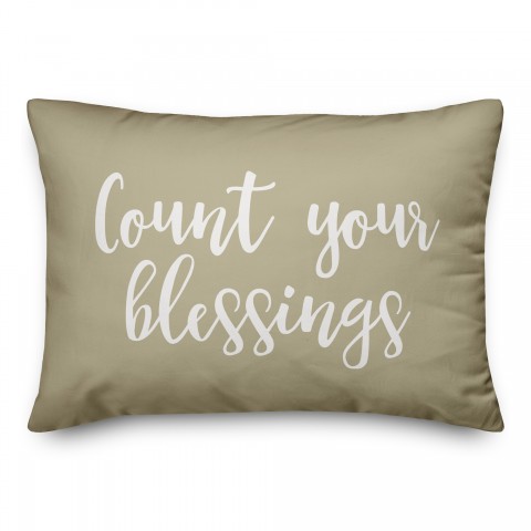 Count Your Blessings in Beige 14x20 Spun Poly Pillow