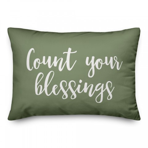 Count Your Blessings in Green 14x20 Spun Poly Pillow