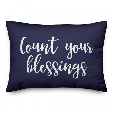 Count Your Blessings in Navy 14x20 Spun Poly Pillow