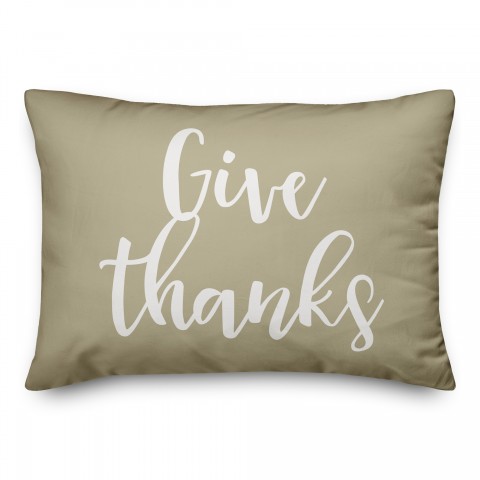 Give Thanks in Beige 14x20 Spun Poly Pillow