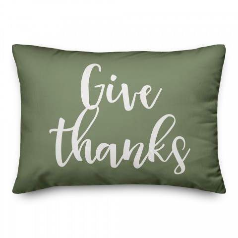 Give Thanks in Green 14x20 Spun Poly Pillow