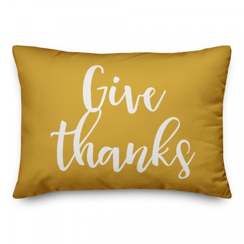 Give Thanks in Mustard 14x20 Spun Poly Pillow
