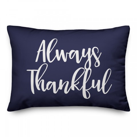Always Thankful in Navy 14x20 Spun Poly Pillow