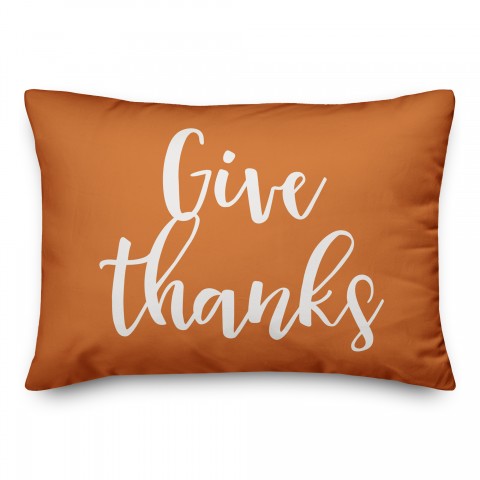 Give Thanks in Orange 14x20 Spun Poly Pillow