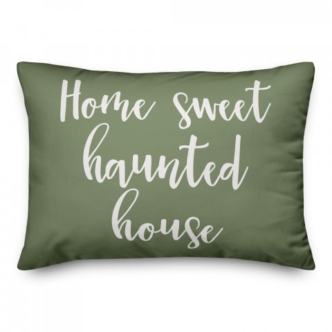 Home Sweet Haunted House in Green 14x20 Spun Poly Pillow