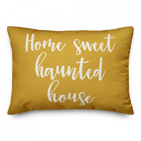 Home Sweet Haunted House in Mustard 14x20 Spun Poly Pillow