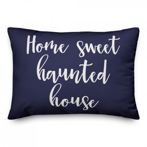Home Sweet Haunted House in Navy 14x20 Spun Poly Pillow