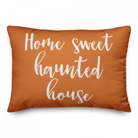 Home Sweet Haunted House in Orange 14x20 Spun Poly Pillow