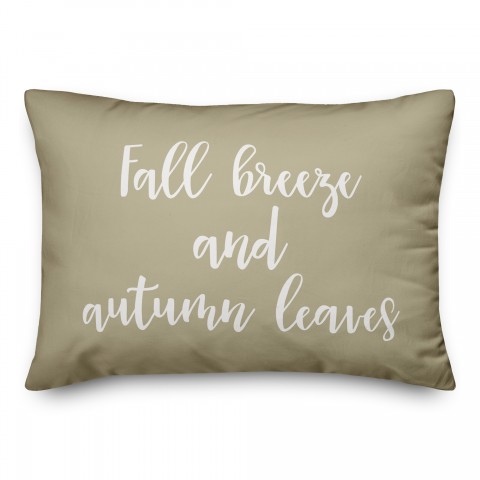 Fall Breeze And Autumn Leaves in Beige 14x20 Spun Poly Pillow