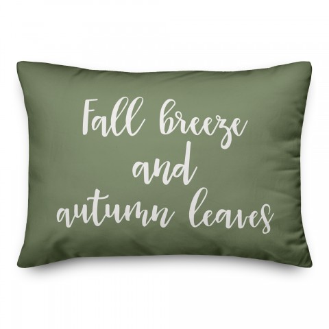 Fall Breeze And Autumn Leaves in Green 14x20 Spun Poly Pillow
