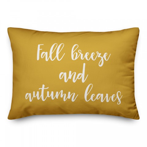 Fall Breeze And Autumn Leaves in Mustard 14x20 Spun Poly Pillow