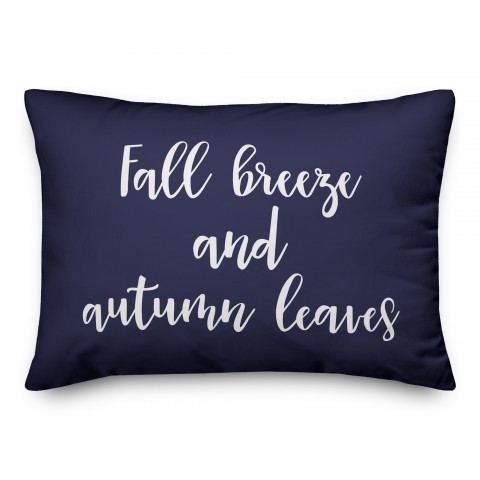 Fall Breeze And Autumn Leaves in Navy 14x20 Spun Poly Pillow