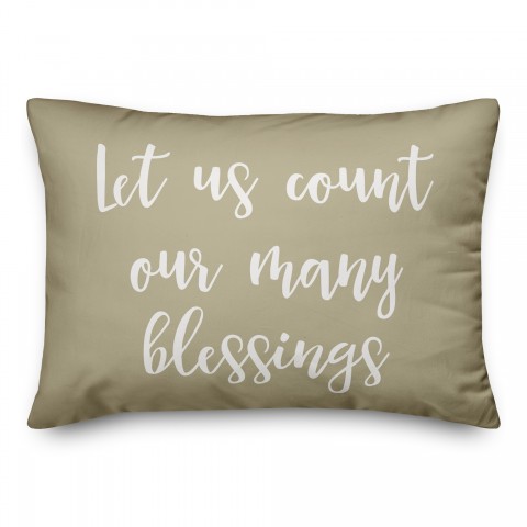 Let Us Count Our Many Blessings in Beige 14x20 Spun Poly Pillow