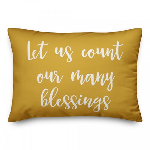 Let Us Count Our Many Blessings in Mustard 14x20 Spun Poly Pillow