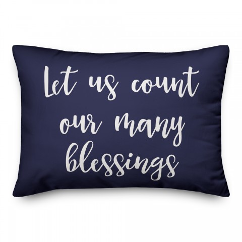 Let Us Count Our Many Blessings in Navy 14x20 Spun Poly Pillow