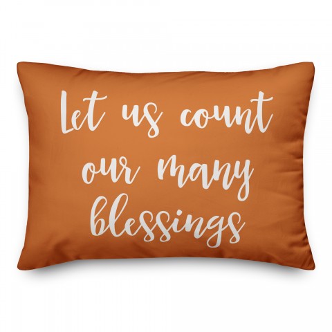 Let Us Count Our Many Blessings in Orange 14x20 Spun Poly Pillow