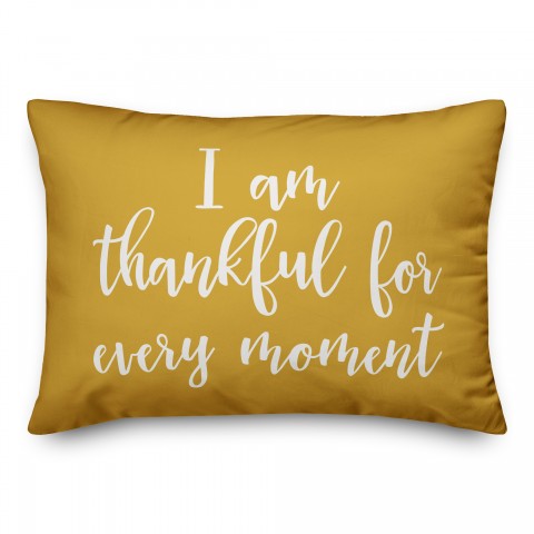 I Am Thankful For Every Moment in Mustard 14x20 Spun Poly Pillow
