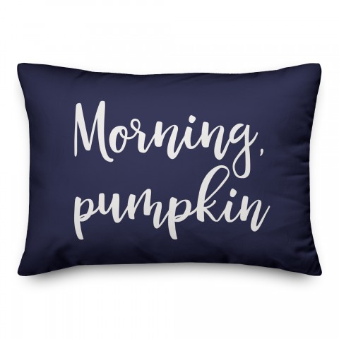 Morning, Pumpkin in Navy 14x20 Spun Poly Pillow