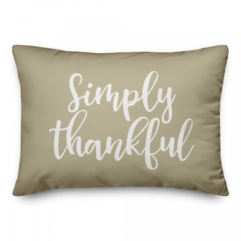 Simply Thankful in Beige 14x20 Spun Poly Pillow
