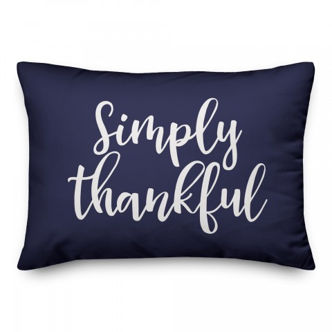 Simply Thankful in Navy 14x20 Spun Poly Pillow