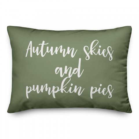 Autumn Skies And Pumpkin Pies in Green 14x20 Spun Poly Pillow