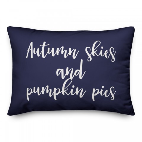 Autumn Skies And Pumpkin Pies in Navy 14x20 Spun Poly Pillow