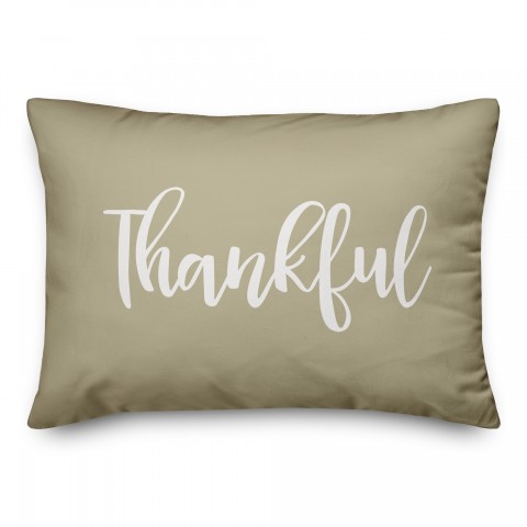 Thankful in Beige 14x20 Spun Poly Pillow