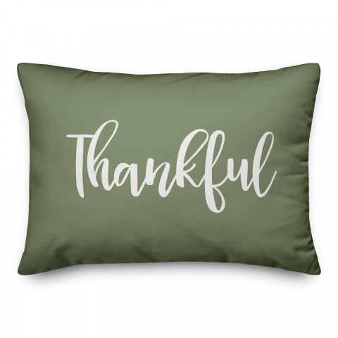 Thankful in Green 14x20 Spun Poly Pillow