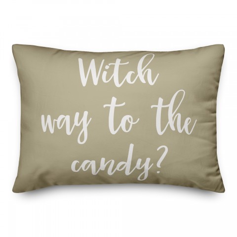 Witch Way To The Candy in Beige 14x20 Spun Poly Pillow