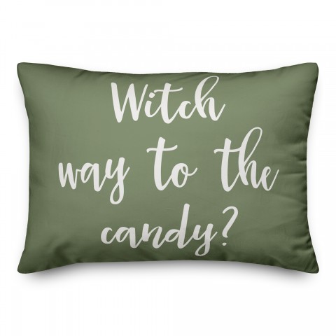 Witch Way To The Candy in Green 14x20 Spun Poly Pillow