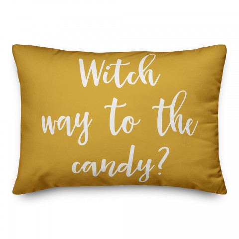 Witch Way To The Candy in Mustard 14x20 Spun Poly Pillow