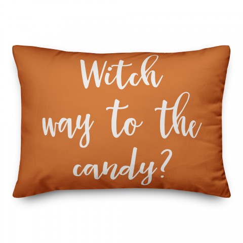 Witch Way To The Candy in Orange 14x20 Spun Poly Pillow