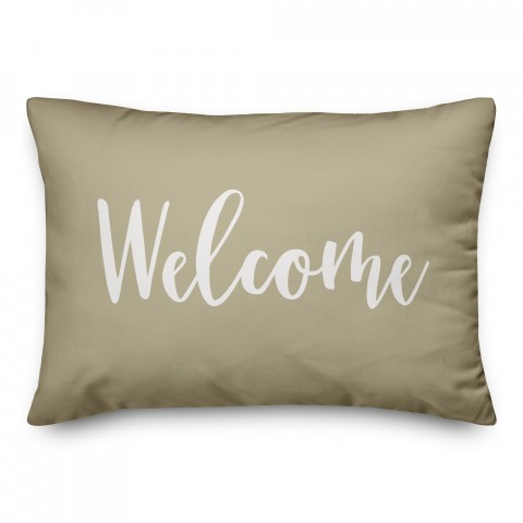 Welcome in Beige 14x20 Spun Poly Pillow
