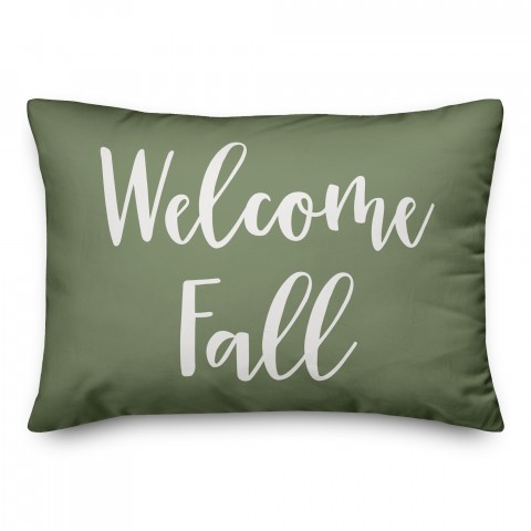 Welcome Fall in Green 14x20 Spun Poly Pillow