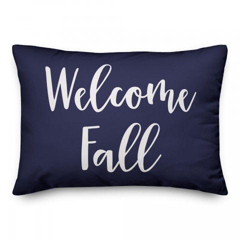 Welcome Fall in Navy 14x20 Spun Poly Pillow