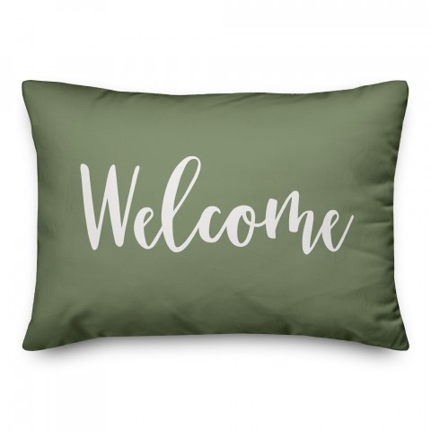 Welcome in Green 14x20 Spun Poly Pillow