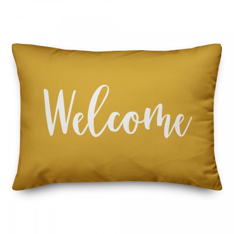 Welcome in Mustard 14x20 Spun Poly Pillow