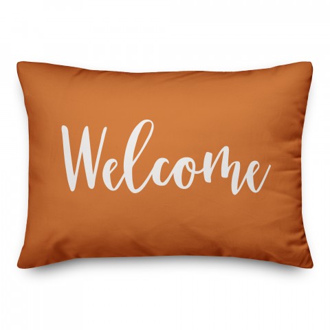 Welcome in Orange 14x20 Spun Poly Pillow