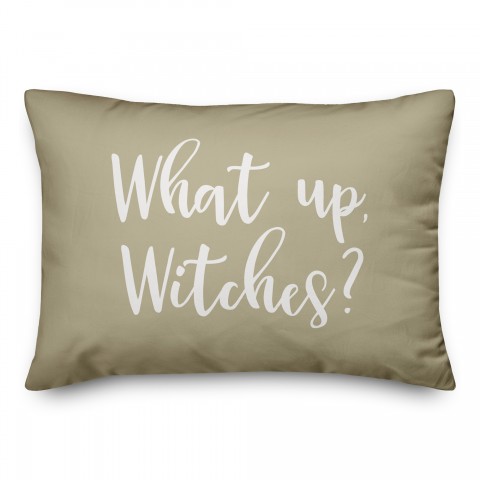What Up, Witches? in Beige 14x20 Spun Poly Pillow
