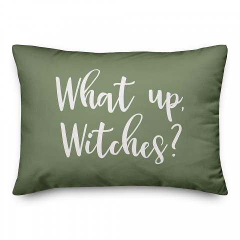 What Up, Witches? in Green 14x20 Spun Poly Pillow