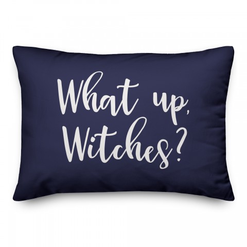 What Up, Witches? in Navy 14x20 Spun Poly Pillow