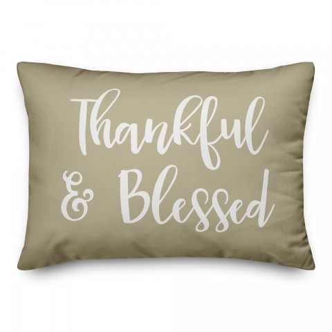 Thankful & Blessed in Beige 14x20 Spun Poly Pillow