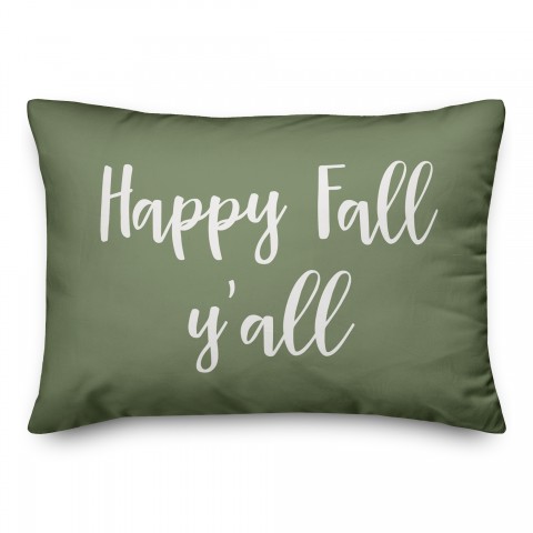 Happy Fall, Y'all in Green 14x20 Spun Poly Pillow