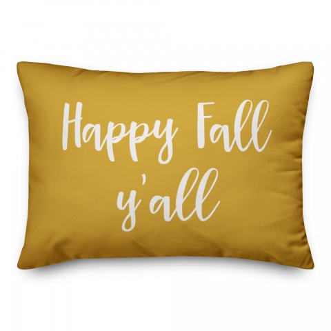 Happy Fall, Y'all in Mustard 14x20 Spun Poly Pillow
